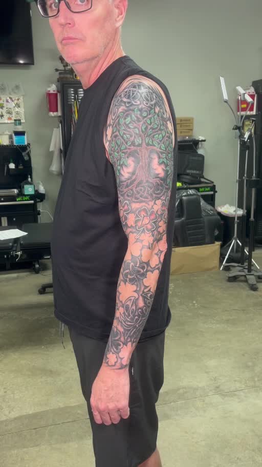 Detailed black and grey floral sleeve