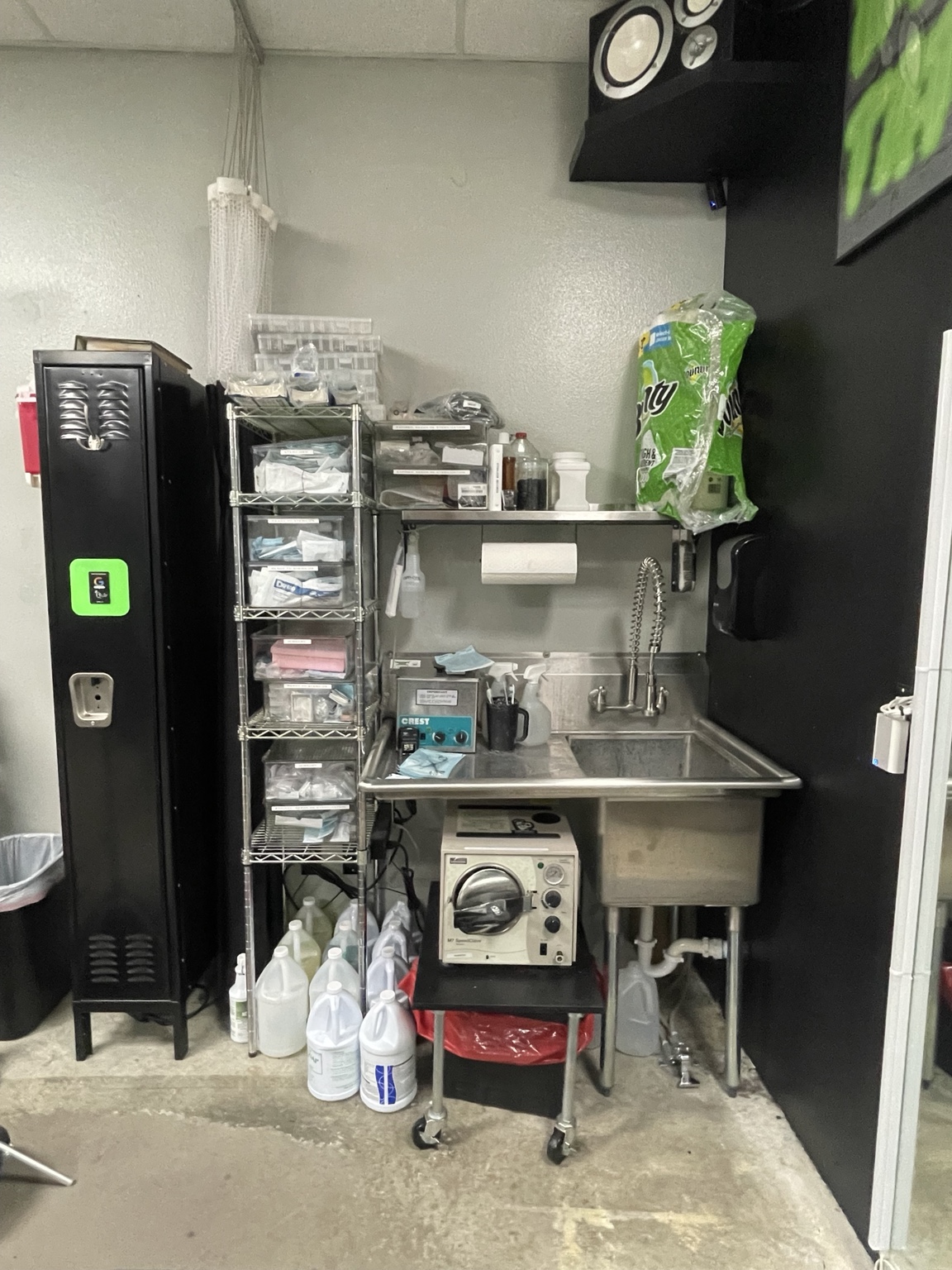 Clean professional sterilization and preparation area at Ink Ink Tattoos